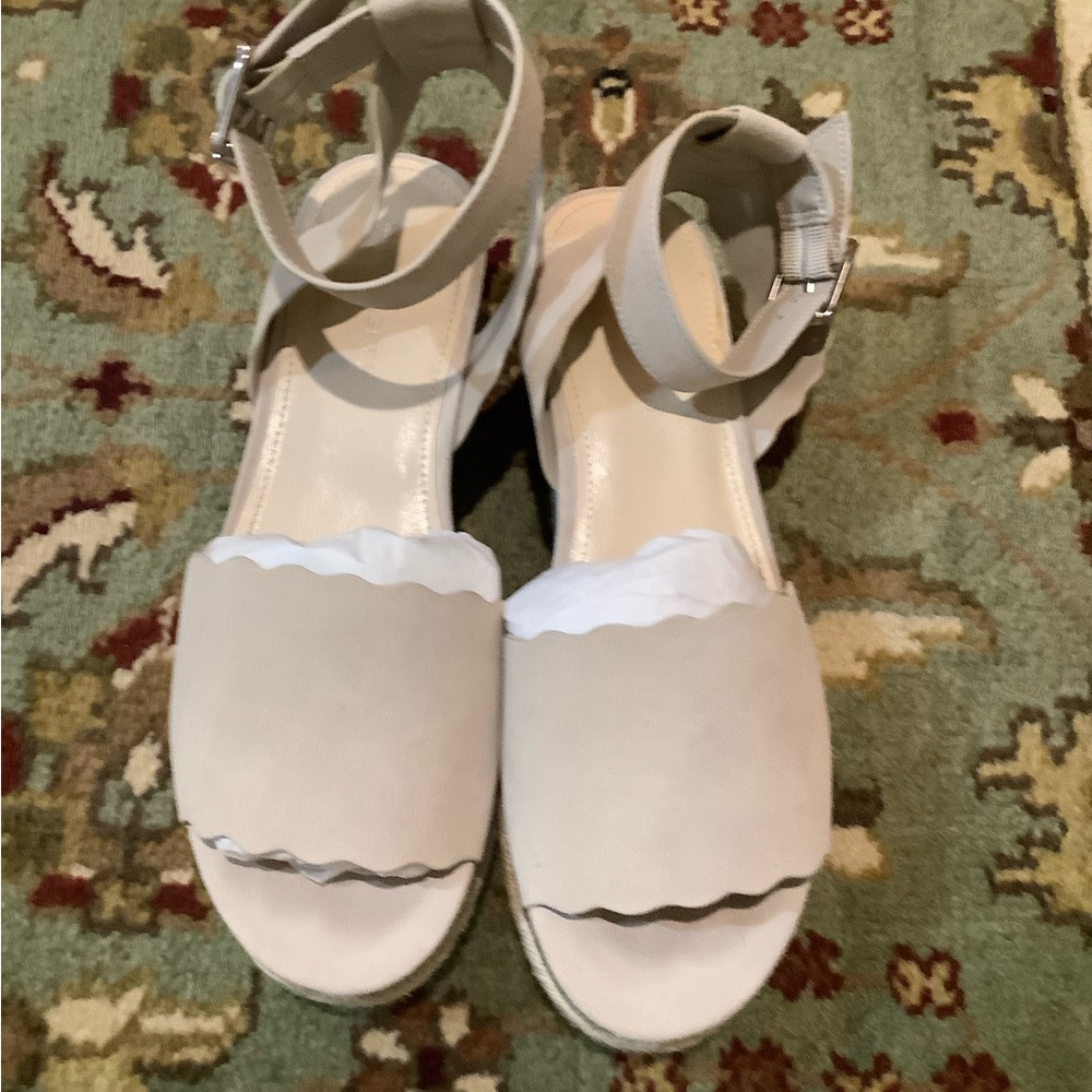 Marc Fisher Faitful Cream Ankle Strap Sandals